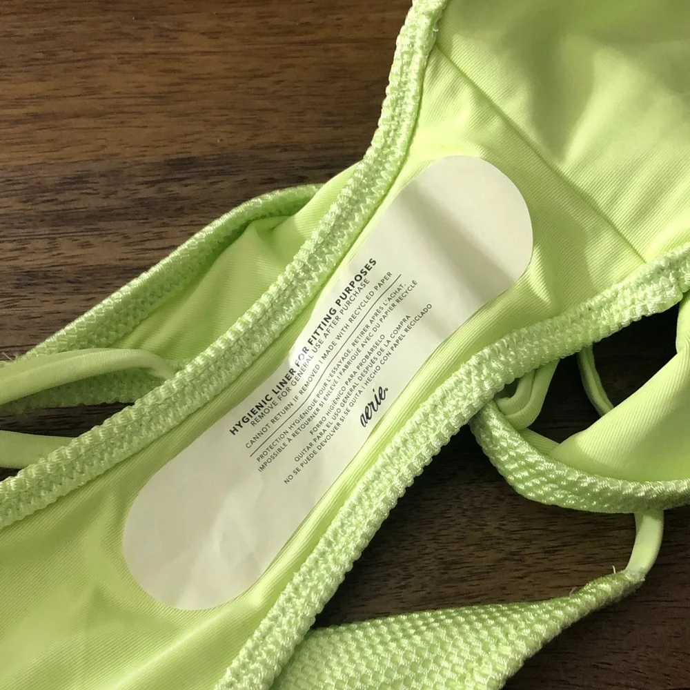 aerie Neon Lime Textured Bikini Bottom